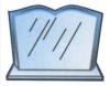 reconocimiento de escritorio de cristal de forma de libro chico de 34 x 22 cm, incluye escrito o logo de empresa o institucin.