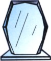 reconocimiento de escritorio de cristal con placa metlica en forma hexagonal, el escrito puede ir en cristal o placa, incluye logo de empresa o institucin