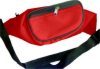 cangurera publicitaria promocional (fanny bag promotional) con 2 cierres, hecho en material de petronailon (nylon) color rojo, la impresin es de 5x5 aprox.