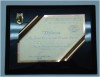 diploma Palermo en placa de aluminio Anodizado de 175 mm x 250 mm, grabado con sus datos, en base de cristal, polister (polyester), o madera, con su logotipo impreso y o grabado