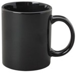 taza negra cermica tipo tarro, impresas en serigrafa, Capacidad: 11 oz. - 330 ml. taza publicitaria promocional con su logotipo impreso