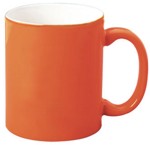 taza naranja cermica tipo tarro, impresas en serigrafa, Capacidad: 11 oz. - 330 ml. taza publicitaria promocional con su logotipo impreso