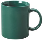 taza verde cermica tipo tarro, impresas en serigrafa, Capacidad: 11 oz. - 330 ml. taza publicitaria promocional con su logotipo impreso