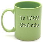 taza verde limn cermica tipo tarro, impresas en serigrafa, Capacidad: 11 oz. - 330 ml. taza publicitaria promocional con su logotipo impreso