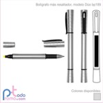 Bolígrafo plumas publicitarias resaltador, color del producto plata