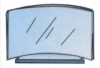 reconocimiento de escritorio de cristal de forma curvo grande de 26 x 20.5 cm, incluye escrito o logo de empresa o institución.