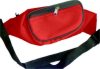 cangurera publicitaria promocional (fanny bag promotional) con 2 cierres, hecho en material de petronailon (nylon) color rojo, el bordado es de 5x5 aprox.