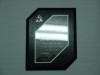 diploma Diagonal Doble en placa de aluminio Anodizado de 175 mm x 250 mm, grabado con sus datos, en base de cristal, poliéster (polyester), o madera, con su logotipo impreso y o grabado