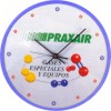 reloj de pared promocional cañuela, arillo plástico color azul de 28 cms. Diam. mica plástico 24 cms. impresión.