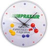 reloj de pared promocional cañuela, arillo plástico color blanco de 28 cms. Diam. mica plástico 24 cms. impresión.
