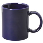 taza azul cobalto cerámica tipo tarro, impresas en serigrafía, Capacidad: 11 oz. - 330 ml. taza publicitaria promocional con su logotipo impreso