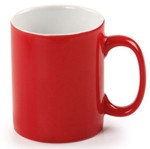 taza roja cerámica tipo tarro, impresas en serigrafía, Capacidad: 11 oz. - 330 ml. taza publicitaria promocional con su logotipo impreso