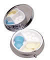 pastillero metálico redondo 3 compartimentos, (artículos promocionales y publicitarios para médicos, farmacias, hospitales y laboratorios)