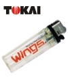 Práctico y muy útil encendedor publicitario promocional de la prestigiada marca Tokai Transparente Natural